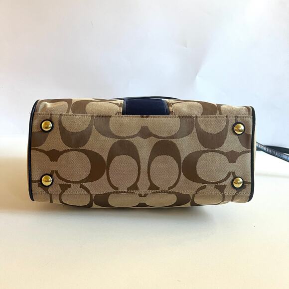 COACH Signature Satchel, Blue Jacquard Stripe, Crossbody - Picture 8 of 12